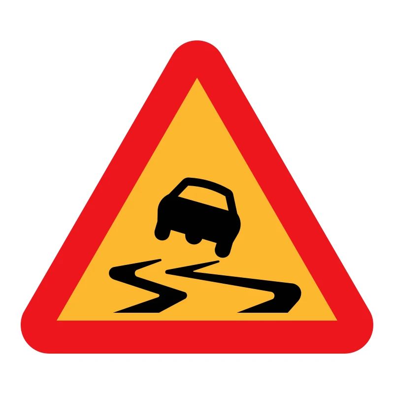 Slippery Road Car Warning