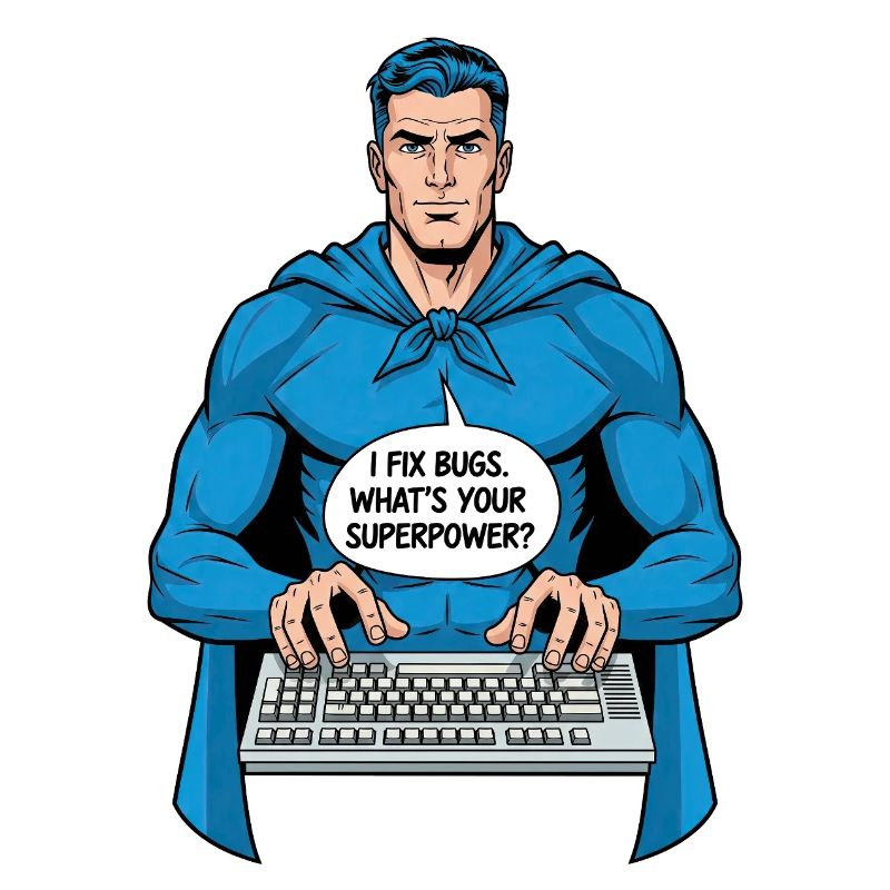 Superheld: Ich fixiere Bugs!
