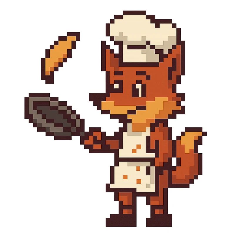 Pixelated Kitchen Chef Fox
