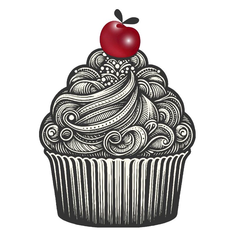 Topping with cherry in cupcake cups