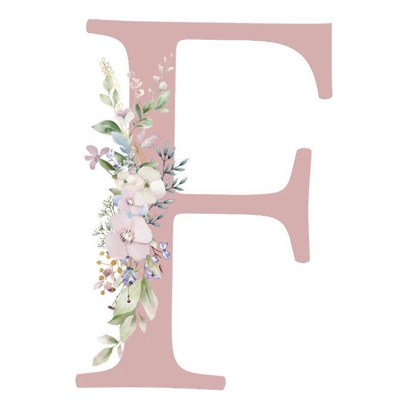 F Monogram, Floral, Customizable