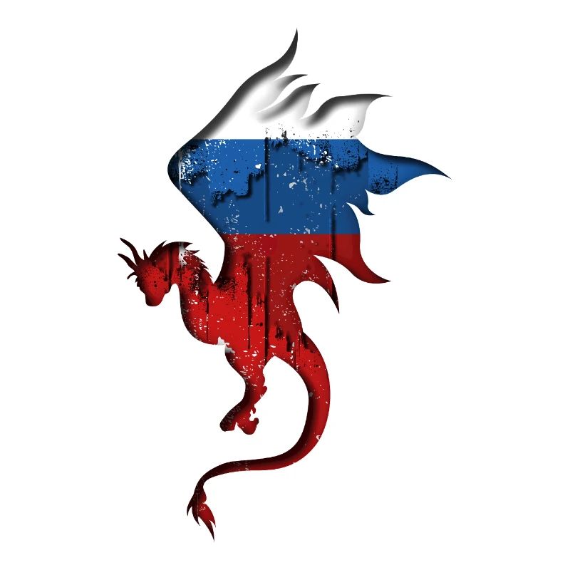 Drapeau de la Russie - Russie - Silhouette de dragon
