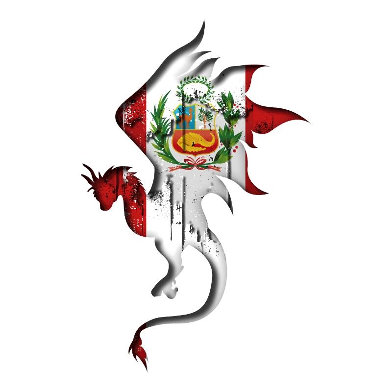 Drapeau du Pérou - Pérou - Silhouette de dragon