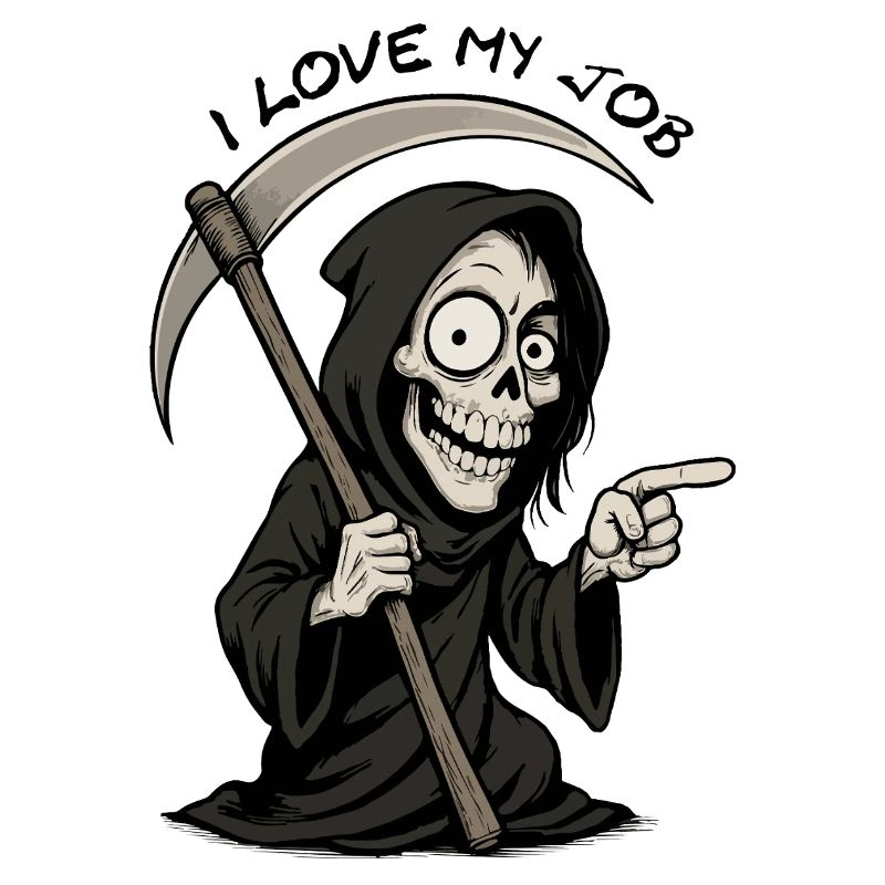 Grim Black Grim Reaper lächelt