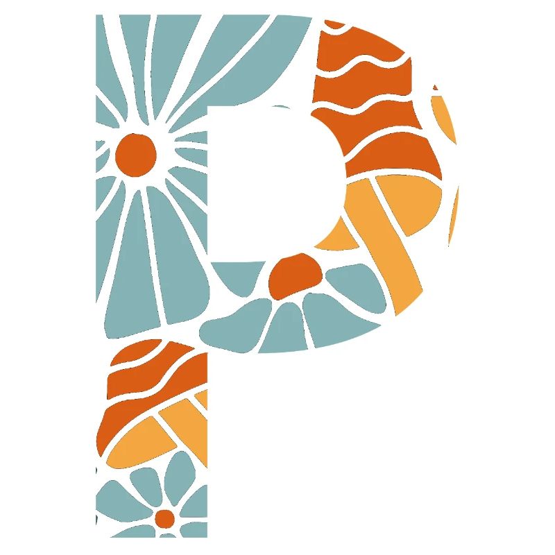 Buchstabe p groovige Blumen Geschenkidee