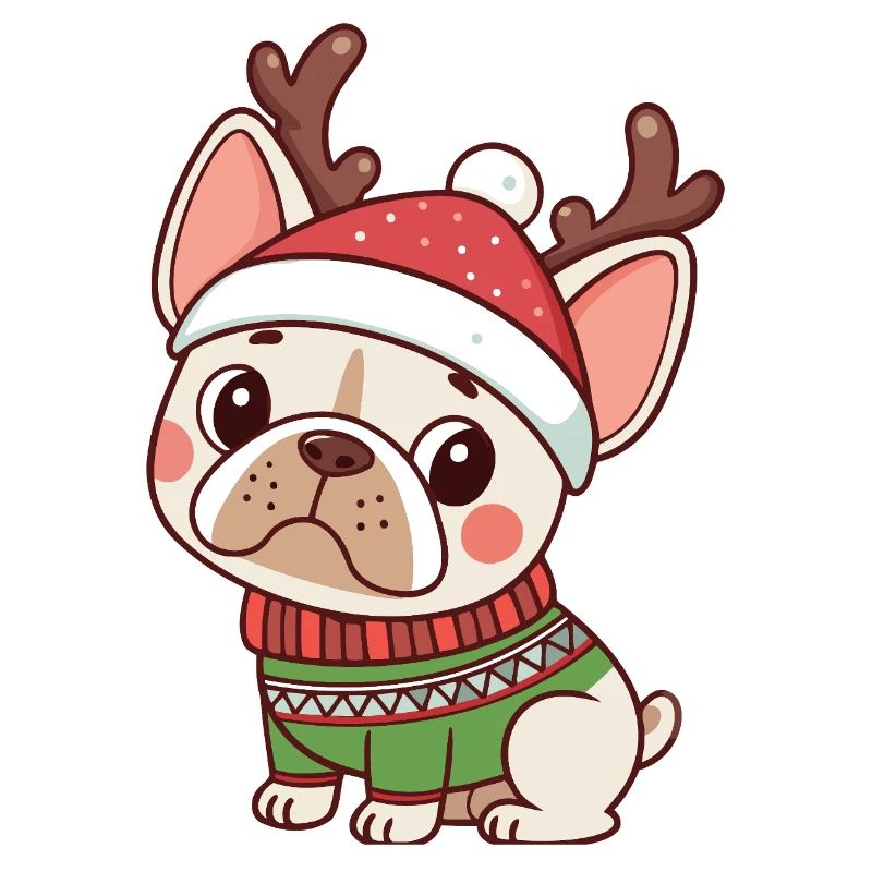 Chiot Noël Bonnet et Pull Vert