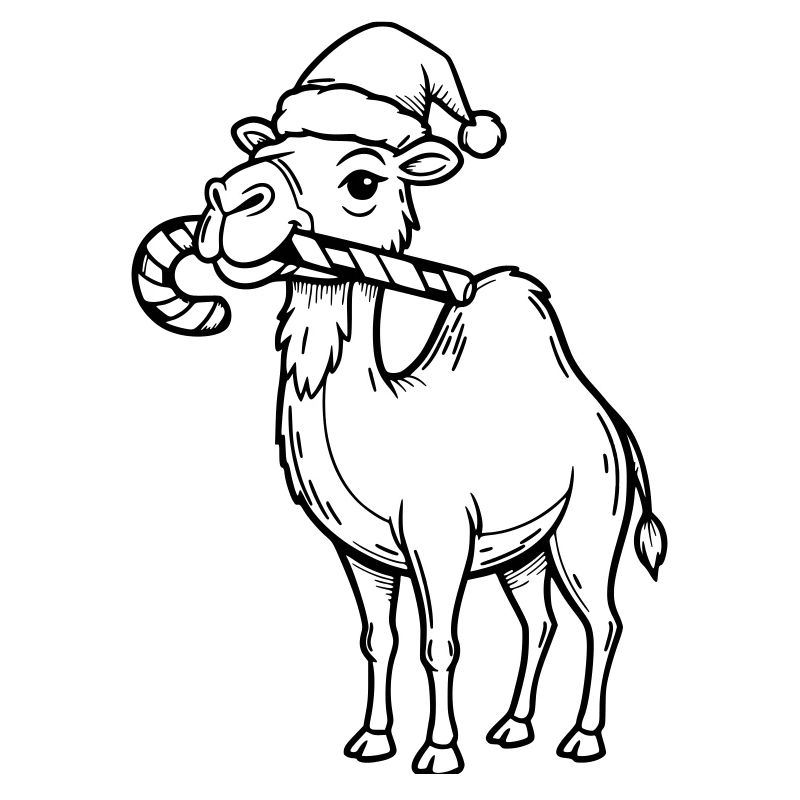 Camel with Santa Hat Illustration