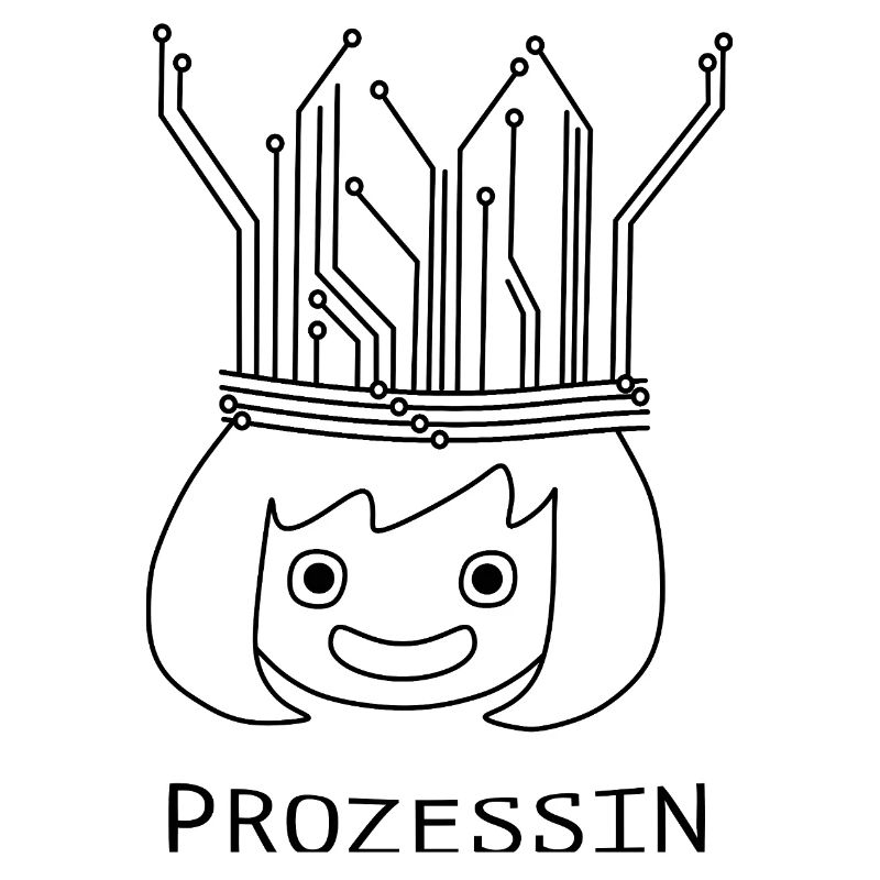 Prozessin mit Tech-Krone