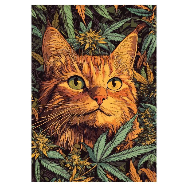 Visage de chat dans la forêt de chanvre