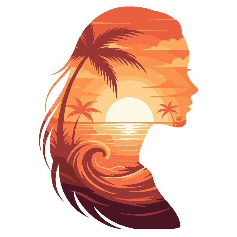 Profil de silhouette de coucher de soleil