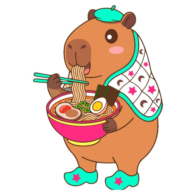 Adorables ramen mangeant du capybara – cadeau japonais mignon