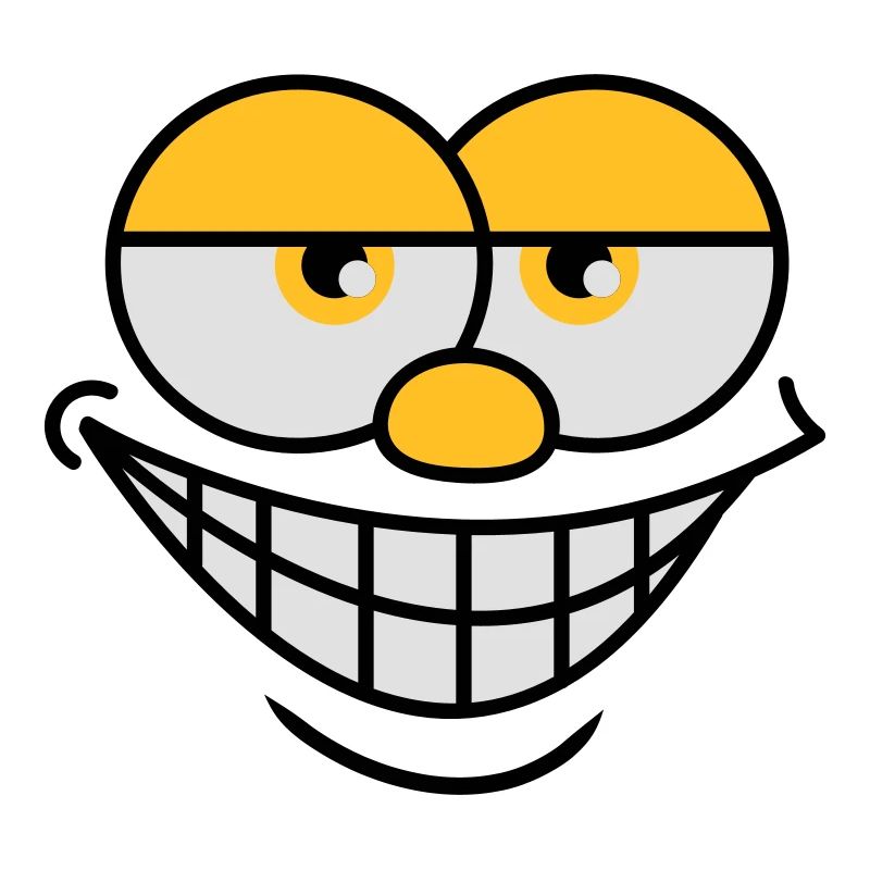 Grinning Comic Face Cool Facial Expression