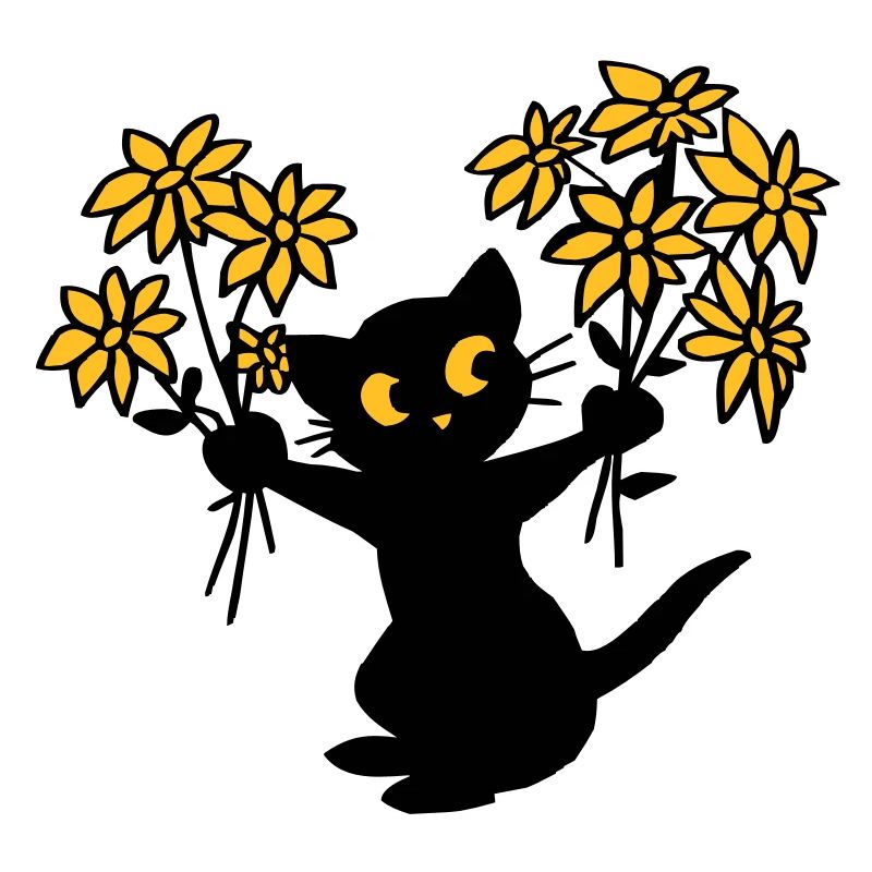 Die Katze mit Blumen