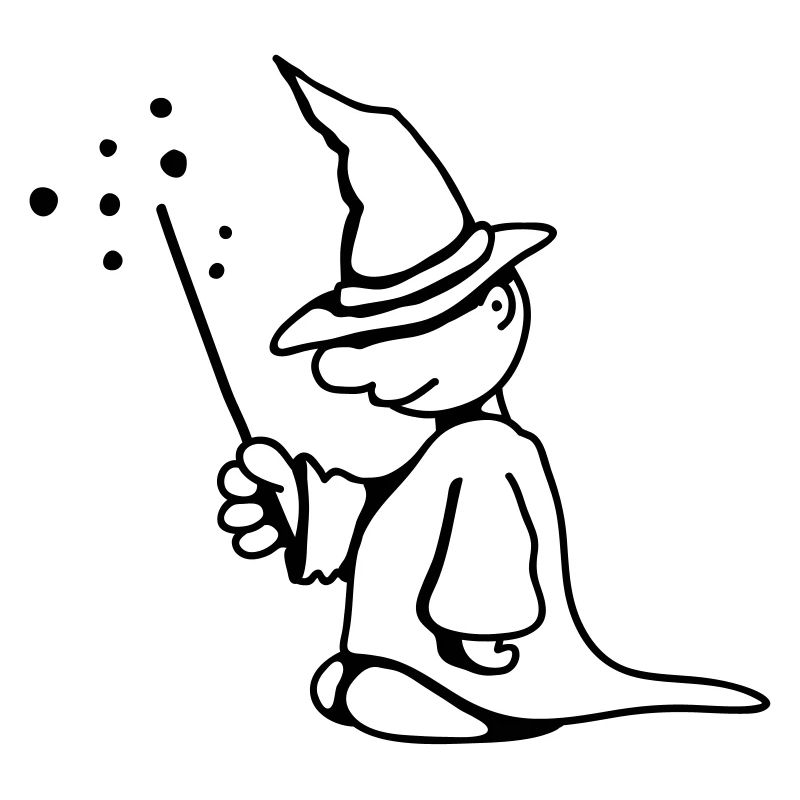 Little Wizard with Magic Hat and Magic wand