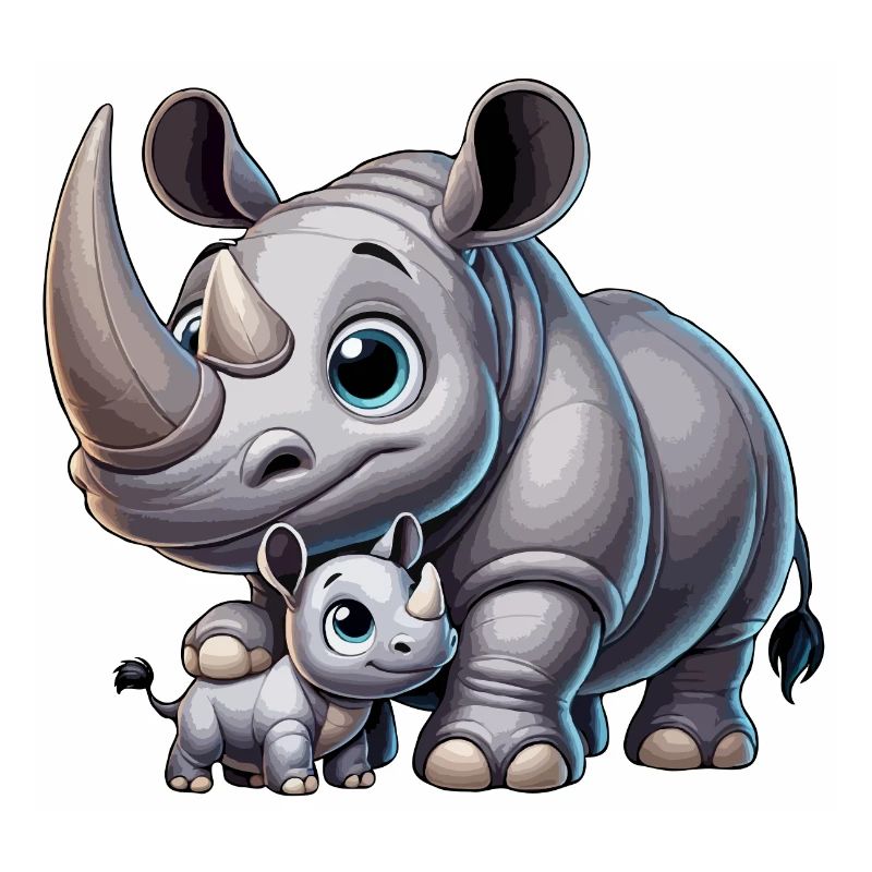 Nashornmutter mit Kind