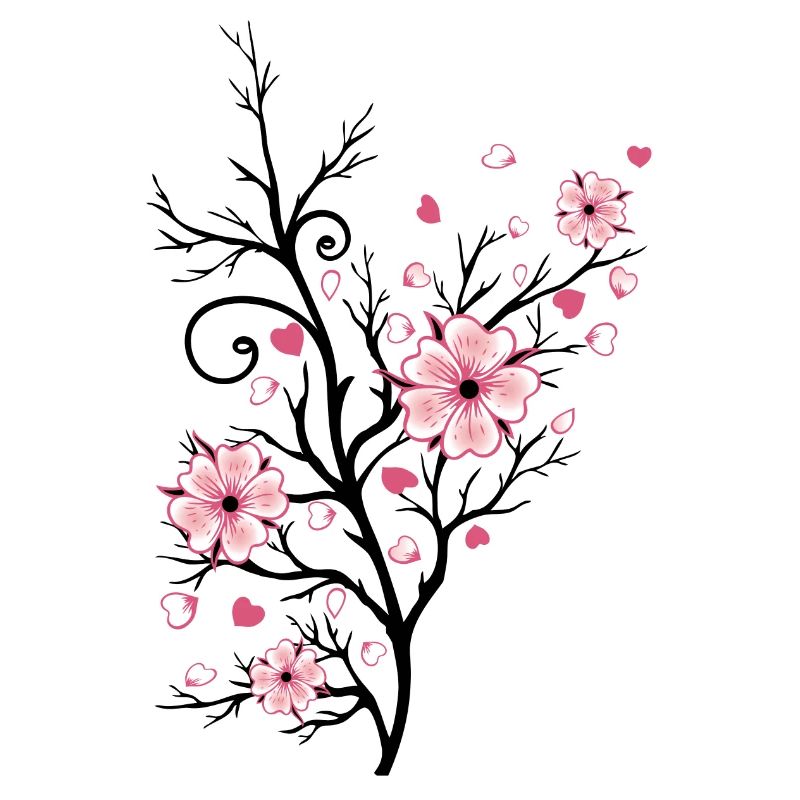 Cherry Tree Cherry Blossoms with Hearts Sakura Spring