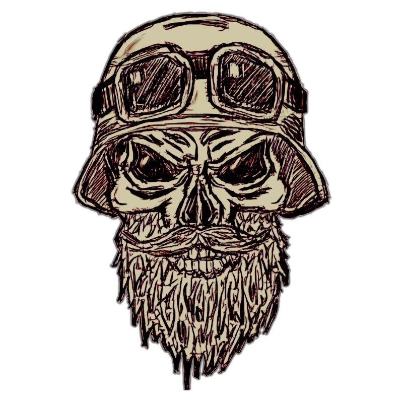 Skull with beard and helmet