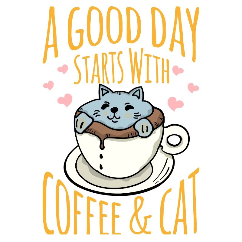 Chat dans la tasse à café avec message positif