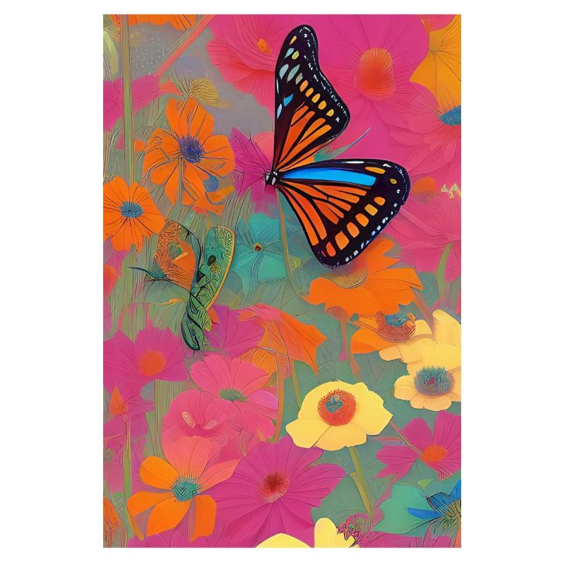 Fleurs et papillon