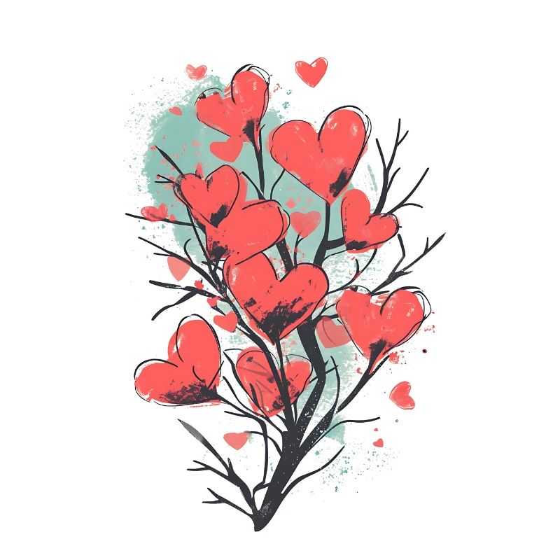 Beautiful Tree with Red Hearts in it.