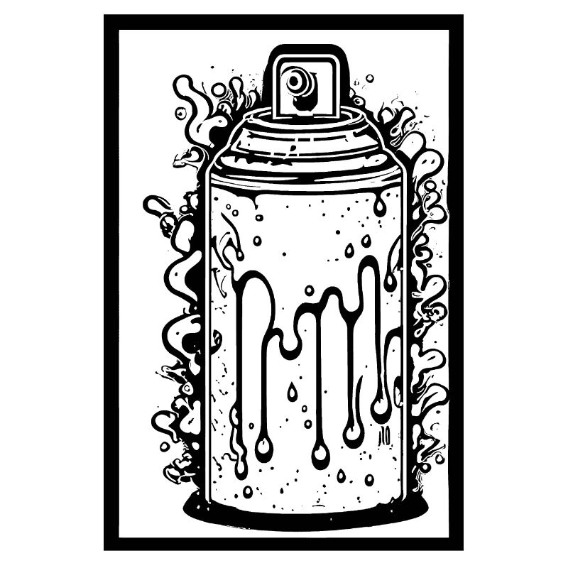 Comic spray can with drops in frame