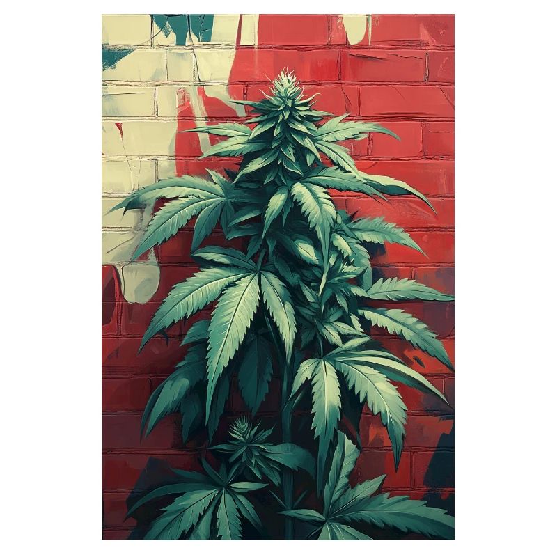 Graffiti de cannabis Mur Vert
