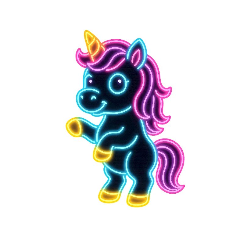 Süßes Neon Einhorn stehend | Bunt und leuchtend