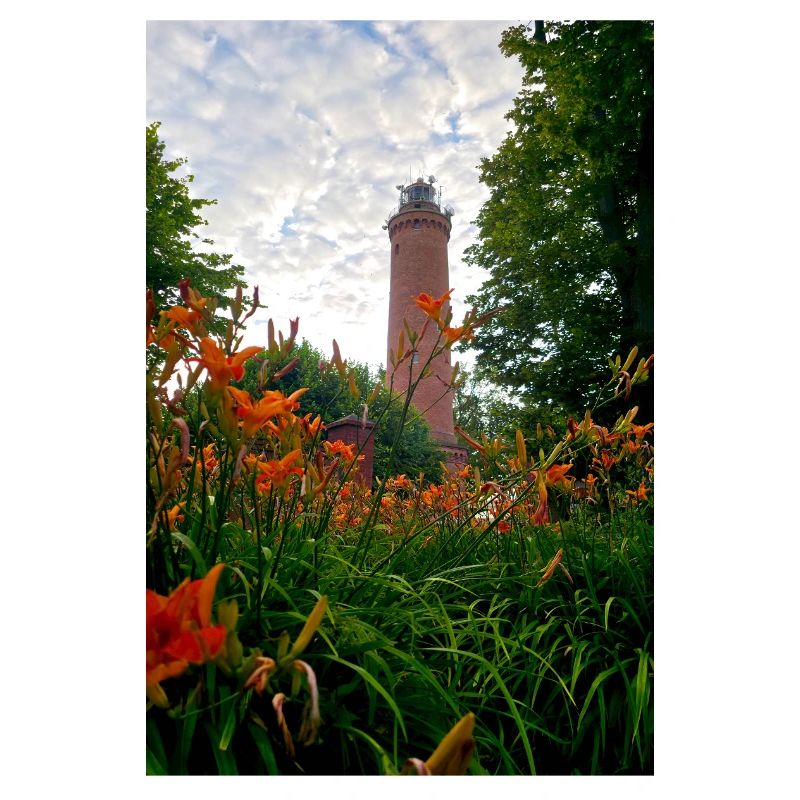 Phare de Gąski, phare, fleurs