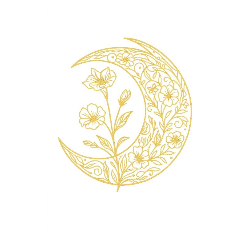 Disegno floreale a mezzaluna d'oro ricamo