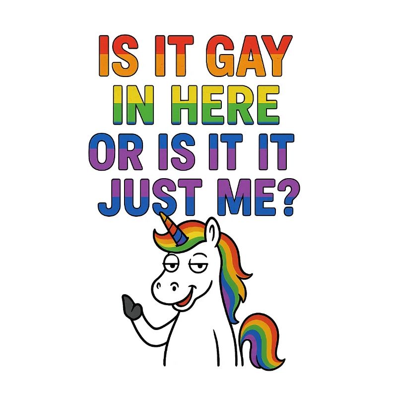Humorous rainbow bangs with LGBTQ theme