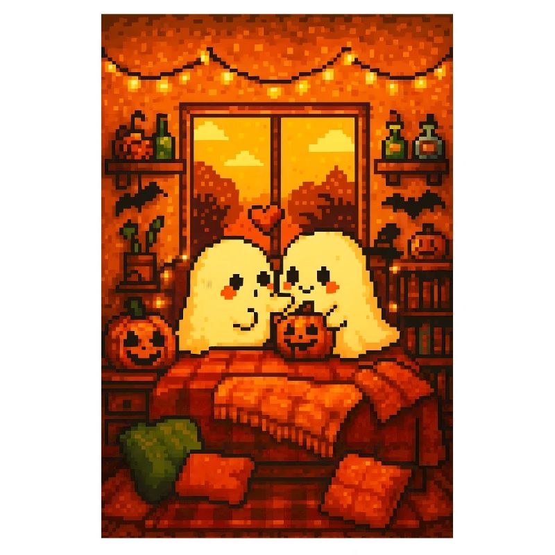 Cute Ghosts Pixel Art