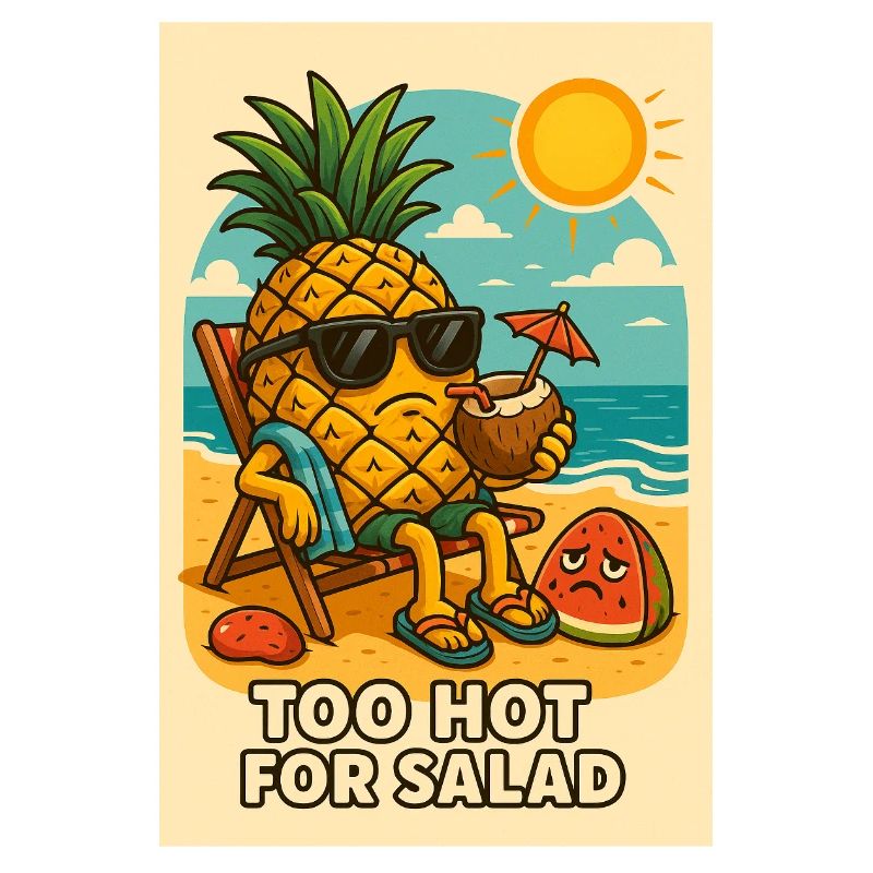 Pineapple with sunglasses on the beach