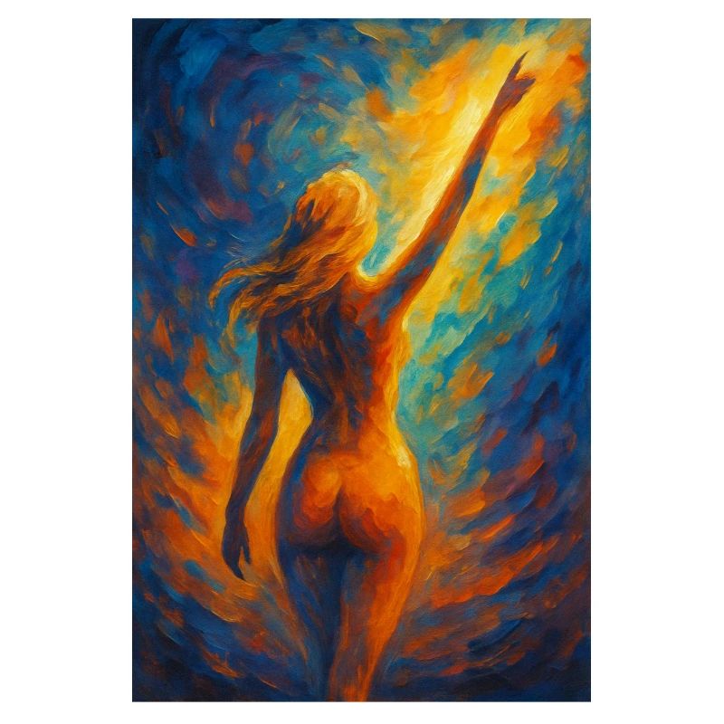 Silhouette in firelight