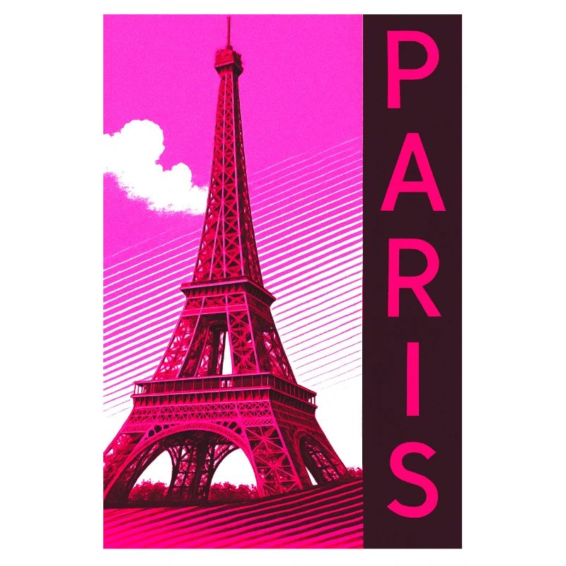 Paris Pink Eiffel Tower Retro