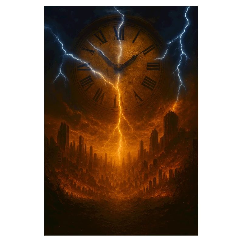 Apocalyptic clock over Feuerstadt