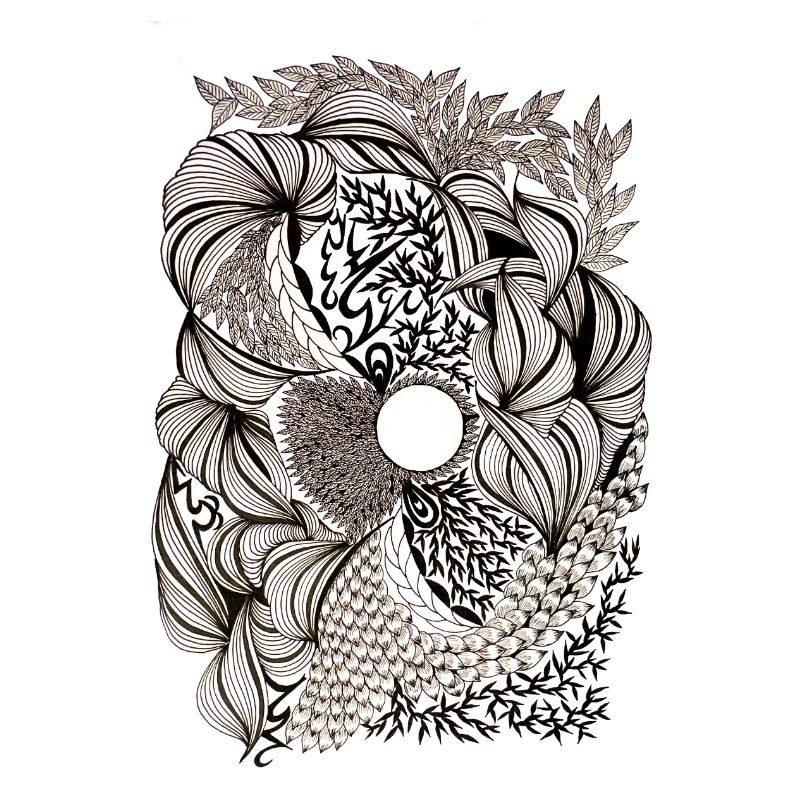 Black and White Flower Swirl Pattern