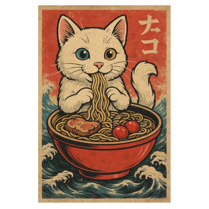 Cat Frames Ukiyo-E Retro