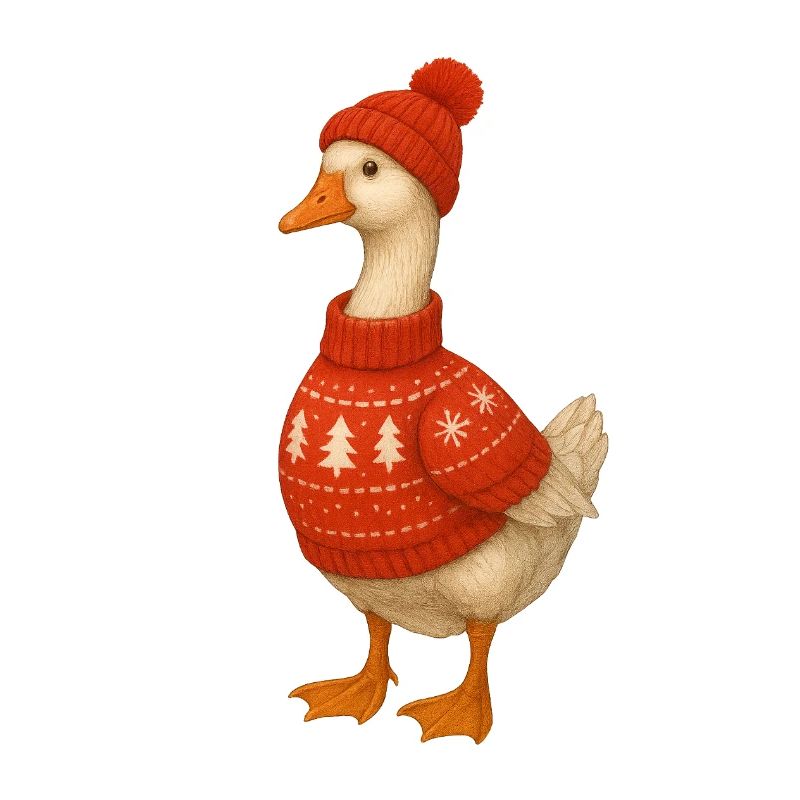 Gans im Strickpullover