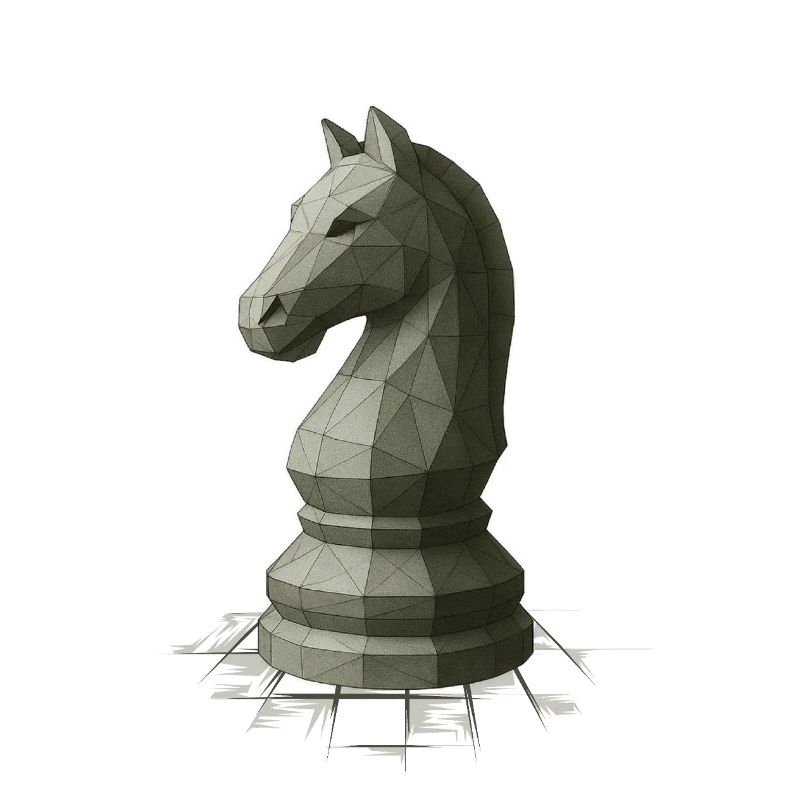 Low Poly Schach Springer Design