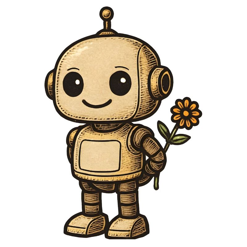 Robot rétro avec fleur