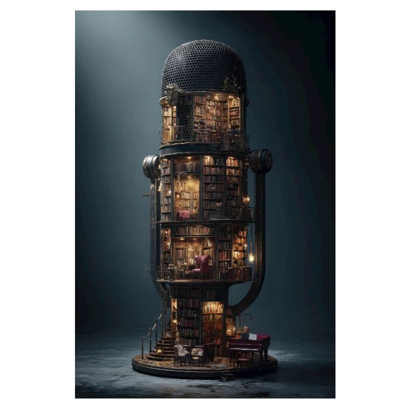 Bibliotheksturm in einer Glaskuppel
