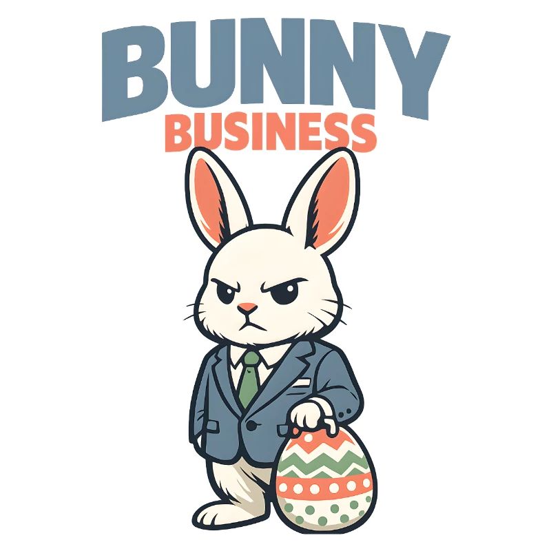 Cute Easter bunny with colorful egg and lettering