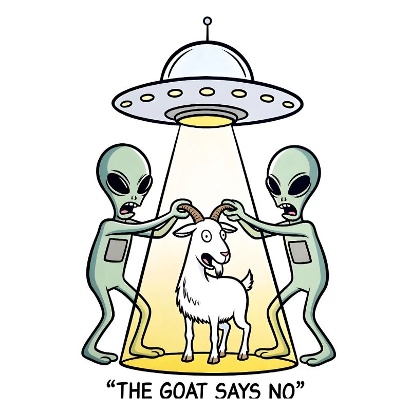 Funny Alien Kidnapping Goat