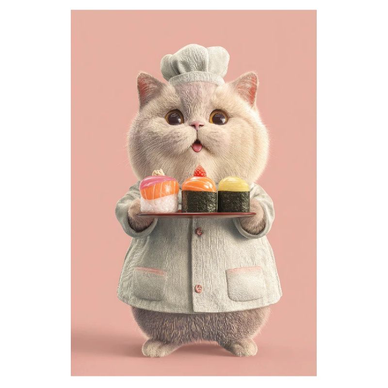 Pastel Sushi Chef Cat