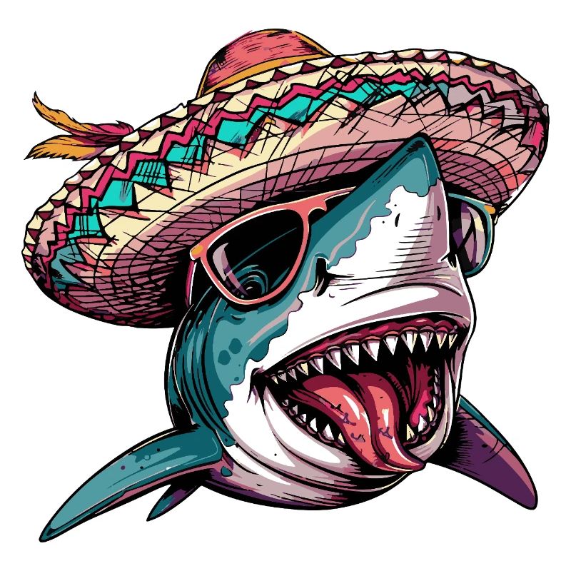 Shark Comic Funny Sombrero