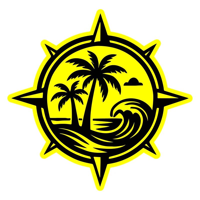 Compass Palm Trees Ocean