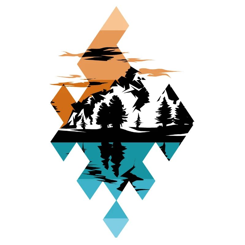 Pattern Mountains Mountain Lake Symbol Logo icon Graphic