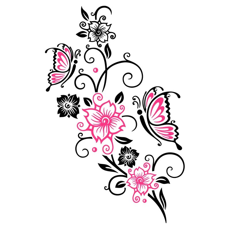 Cherry blossoms with butterflies