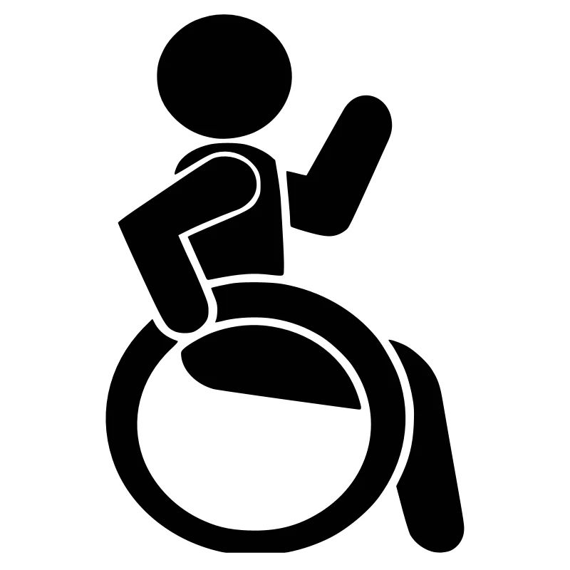 Waving wheelchair user #