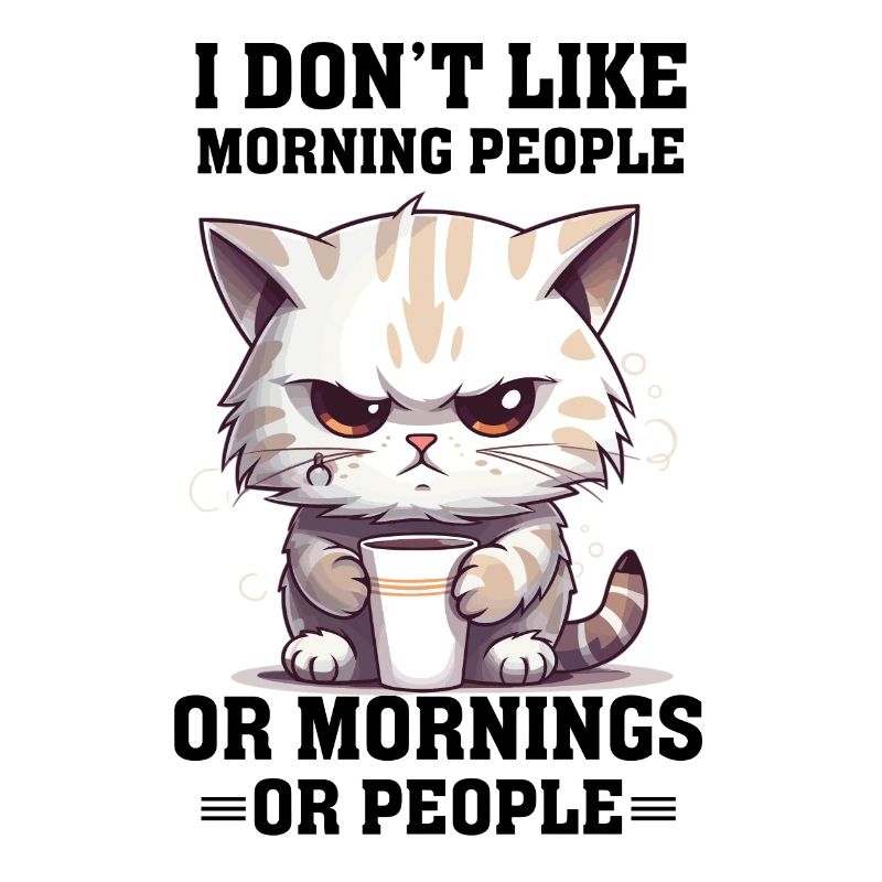 Je n’aime pas les gens du matin Café de chat